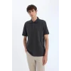 Defacto C1293 Antrasit %100 Pamuk Regular Fit Kısa Kollu Basic Düz Pike Kumaş Polo Tişört