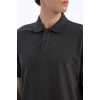 Defacto C1293 Antrasit %100 Pamuk Regular Fit Kısa Kollu Basic Düz Pike Kumaş Polo Tişört