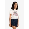 Defacto E7318 Ekru Kız Çocuk Pamuklu 2li Takım Baskılı Kısa Kollu Tişört Beli Lastikli Şort
