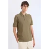 Defacto C1293 Haki %100 Pamuk Regular Fit Kısa Kollu Basic Düz Pike Kumaş Polo Tişört