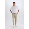 Defacto Z9933 Haki %100 Pamuk Yazlık Jogger Chino Pantolon Beli Bağcıklı Cepli Düz Paça