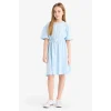 Defacto E5800 Mavi Kız Çocuk Oversize Geniş Kalıp Kısa Kollu Elbise