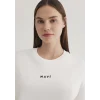 Mavi 1612518-70057 Mavi Logo Baskılı Beyaz Tişört