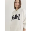 Mavi 1S10175-80194 Mavi Logo Patchli Beyaz Sweatshirt