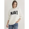Mavi 1S10175-80194 Mavi Logo Patchli Beyaz Sweatshirt