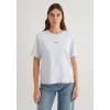 Mavi 1612829-89201 Mavi Logo Baskılı Beyaz Tişört