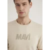 Mavi 066846-70322 Mavi Logo Baskılı Bej Tişört