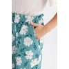 Defacto C5373 Yeşil Kız Çocuk Wide Leg Geniş Bol Paça Çiçekli Beli Lastikli Bürümcük Pantolon
