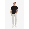 Defacto T5259 Siyah Slim Fit Dar Kesim Kısa Kollu Dokulu Basic Düz Siyah Polo Tişört