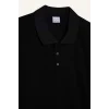 Defacto T5259 Siyah Slim Fit Dar Kesim Kısa Kollu Dokulu Basic Düz Siyah Polo Tişört