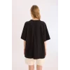 Defacto E4380 Siyah Coool Oversize Geniş Kalıp Bisiklet Yaka Kısa Kollu Tişört