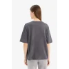 Defacto E2794 Antrasit Oversize Geniş Kalıp Bisiklet Yaka Baskılı Penye Kısa Kollu Tişört