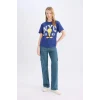 Defacto D9108 İndigo Coool Looney Tunes Regular Fit Baskılı Kısa Kollu Tişört