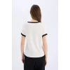 Defacto E4378 Beyaz Coool Regular Fit Bisiklet Yaka Baskılı Ribana Kısa Kollu Tişört