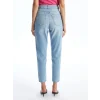 LCW Jeans Indigo Beli Kemerli Mom Fit Kadın Jean Pantolon
