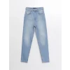 LCW Jeans Indigo Beli Kemerli Mom Fit Kadın Jean Pantolon