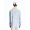 SOUTHBLUE Mavi Slim Fit Uzun Kollu Çizgili Poplin Erkek Gömlek