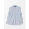 SOUTHBLUE Mavi Slim Fit Uzun Kollu Çizgili Poplin Erkek Gömlek