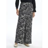 LCW Modest Siyah Beli Lastikli Desenli Kadın Palazzo Pantolon