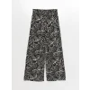 LCW Modest Siyah Beli Lastikli Desenli Kadın Palazzo Pantolon