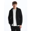 LCW Casual Siyah Kapüşonlu Uzun Kollu Erkek Fermuarlı Sweatshirt
