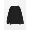 LCW Casual Siyah Kapüşonlu Uzun Kollu Erkek Fermuarlı Sweatshirt