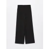LCWAIKIKI Classic Siyah Beli Lastikli Dokulu Geniş Paça Kadın Pantolon