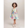 LCW Kids Ekru Bisiklet Yaka Çiçekli Poplin Kız Bebek Elbise