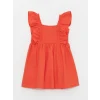 LCW Kids Turuncu Kare Yaka Kız Bebek Elbise
