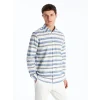 LCWAIKIKI Classic Indigo Regular Fit Uzun Kollu Çizgili Poplin Erkek Gömlek