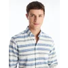 LCWAIKIKI Classic Indigo Regular Fit Uzun Kollu Çizgili Poplin Erkek Gömlek