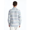 LCWAIKIKI Classic Indigo Regular Fit Uzun Kollu Çizgili Poplin Erkek Gömlek