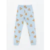 LCW Kids Mavi Bisiklet Yaka Baskılı Kısa Kollu Kız Çocuk Pijama Takımı