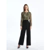 LCW Grace Haki Bisiklet Yaka Desenli Uzun Kollu Kadın Bluz