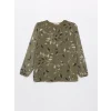 LCW Grace Haki Bisiklet Yaka Desenli Uzun Kollu Kadın Bluz