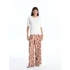 LCW Modest Kahverengi Beli Lastikli Desenli Kadın Palazzo Pantolon