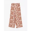 LCW Modest Kahverengi Beli Lastikli Desenli Kadın Palazzo Pantolon