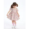 LCW Kids Pembe Kare Yaka Çiçek Desenli Kız Bebek Elbise