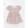 LCW Kids Pembe Kare Yaka Çiçek Desenli Kız Bebek Elbise