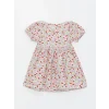 LCW Kids Pembe Kare Yaka Çiçek Desenli Kız Bebek Elbise