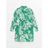 LCWAIKIKI Classic Yeşil Desenli Kadın Gömlek Tunik