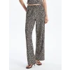 LCW Vision Siyah Beli Lastikli Rahat Kalıp Desenli Kadın Pantolon