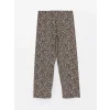 LCW Vision Siyah Beli Lastikli Rahat Kalıp Desenli Kadın Pantolon