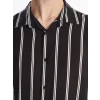 XSIDE Siyah Regular Fit Kısa Kollu Çizgili Poplin Erkek Gömlek