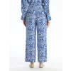 LCWAIKIKI Classic Mavi Beli Lastikli Desenli Geniş Paça Kadın Pantolon