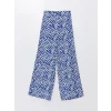 LCWAIKIKI Classic Mavi Beli Lastikli Desenli Geniş Paça Kadın Pantolon