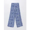 LCWAIKIKI Classic Mavi Beli Lastikli Desenli Geniş Paça Kadın Pantolon