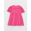 LCW Kids Pembe Bebe Yaka Kısa Kollu Kız Bebek Elbise