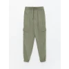 LCW Kids Haki Beli Lastikli Kız Çocuk Kargo Jogger Pantolon