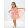 LCW Kids Pembe Bisiklet Yaka Dantelli Kız Bebek Elbise